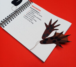 intérieur du livre Pas à Pas avec une image tactile de l'empreinte de ragondin